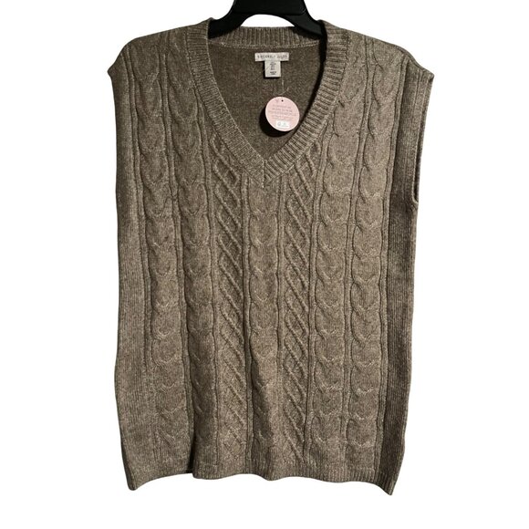 Sincerely Jules Womens Sleeveless Cable Knit Vest Size L Brown Pullover - Picture 1 of 4